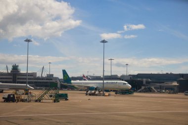 aerlingus Dublin, airport, aircraft on runway ready to take off