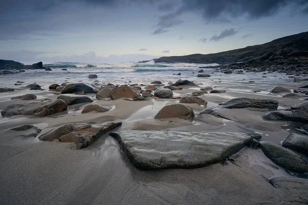 Dlouhé Vystavení Vln Pláži Rosguill Poloostrov Hrabství Donegal Irsko Vesnice — Stock fotografie