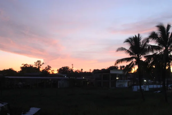 Town Morning a Summer Sunrise in a Rise Field on Long Road Highway on a Morning Hour Summer