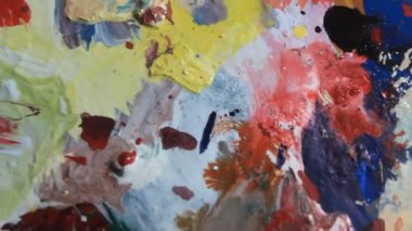 Abstract Art Color Effects on Acrylic Painting Palette swip Mixing in Surface