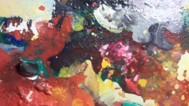 Abstract Art Color Effects on Acrylic Painting Palette swip Mixing in Surface