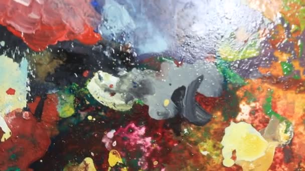 Art Abstract Painting Mixing Acrylic Paint Surfaces — Stockvideo