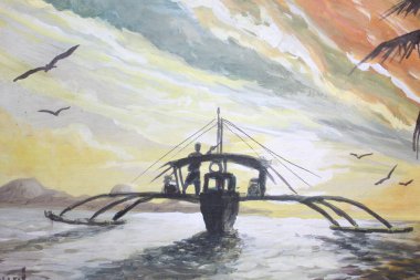 Sahilde tekneye atlayıp resim yapmak.