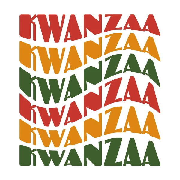 Kwanzaa 现代流行复古波彩绘字体 快乐Kwanzaa字体为贺卡 邀请函 横幅设计 用白色文字隔开的矢量图解 — 图库矢量图片