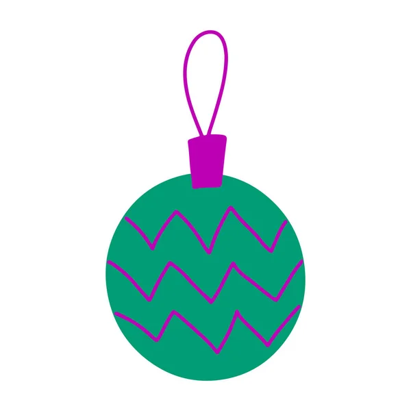 Weihnachten Neujahr Handgezeichnetes Clip Art Element Dekorative Christbaumkugel Mit Einfachen — Stockvektor