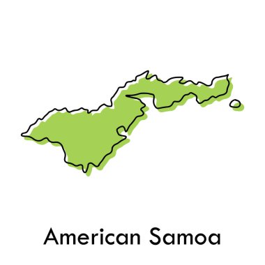 Amerikan Samoa bölgesinin haritası. Basit bir el çizimi taslak çizimi, siyah çizgi dış hat haritası. Vektör illüstrasyonu beyaza izole edildi. ülke sınır silueti çizimi