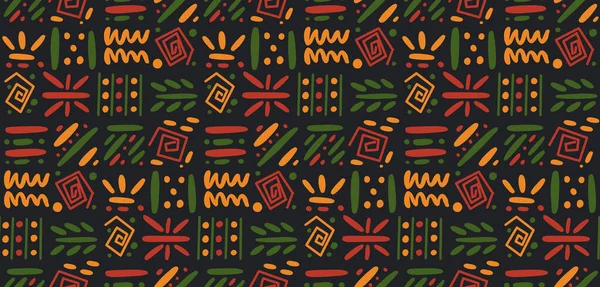 Afrikanische Kollision Ethnischen Stammes Nahtlose Muster Hintergrund Vektor Rote Gelbe — Stockvektor