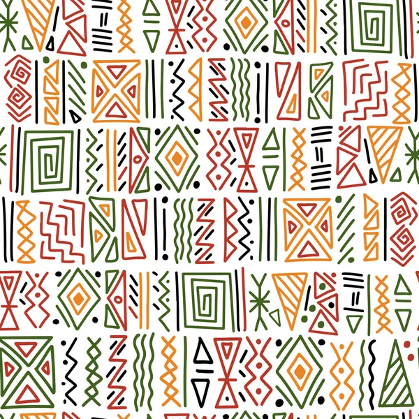 Afrikaanse Etnische Stam Botsen Ornament Naadloze Patroon Achtergrond Eenvoudige Lijnen — Stockvector