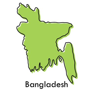 Bangladeş haritası - basit bir el çizimi taslak çizimi siyah çizgi dış hatları. ülke sınır silueti vektör çizimi