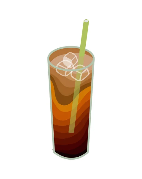 Thai Iced Tea Højt Glas Med Halm Blanding Thailand Sukker – Stock-vektor