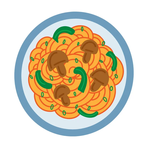 Spaghetti Napolitan Японское Блюдо Кетчупа Йошоку Простая Нарисованная Вручную Векторная — стоковый вектор