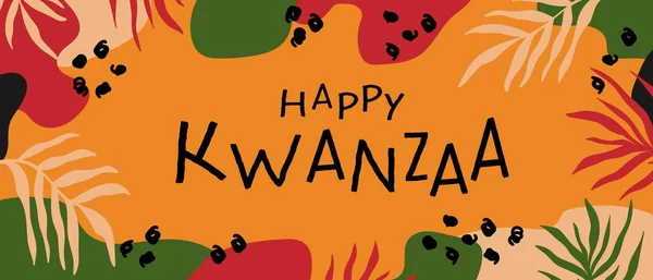 Happy Kwanzaa Abstrato Brilhante Colorido Horizontal Longo Banner Design Com —  Vetores de Stock