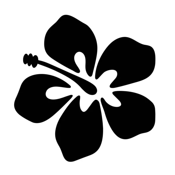 Hibiscus Ручной Рисунок Значок Изолирован Белом Фоне Простой Чёрный Силуэт — стоковый вектор