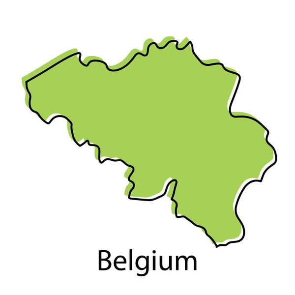 Carte Belgique Concept Stylisé Simple Dessiné Main Avec Contour Contour — Image vectorielle