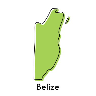 Belize haritası - basit bir el çizimi taslak çizimi siyah çizgi hatlı konsept. ülke sınır silueti vektör çizimi.