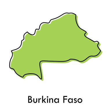 Burkina Faso haritası - basit bir el çizimi taslak çizimi siyah çizgi dış hatlı konsept. ülke sınır silueti vektör çizimi.