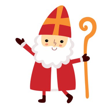 Tatlı Aziz Nicholas veya Sinterklaas karakteri. Aziz Niklas günün kutlu olsun. Tatlı Noel Aziz Nick ihtiyar piskopos.