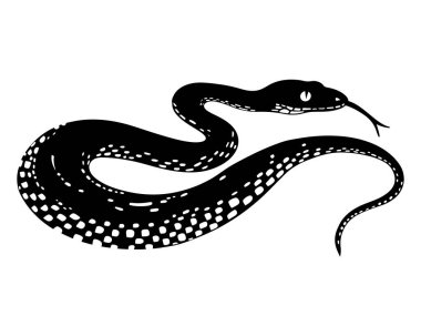 Çin Yeni Yıl 2025 yılan sembolü, basit düz çizgi siyah-beyaz vektör çizimi ikonu. Astroloji burcu burcu beyaz arka planda izole edilmiş..