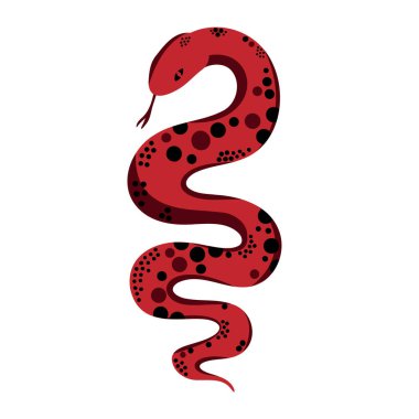 Nokta desenli basit düz yılan çizimi. Çin Yeni Yılı 2025 burç sembolü beyaz arkaplanda izole edildi