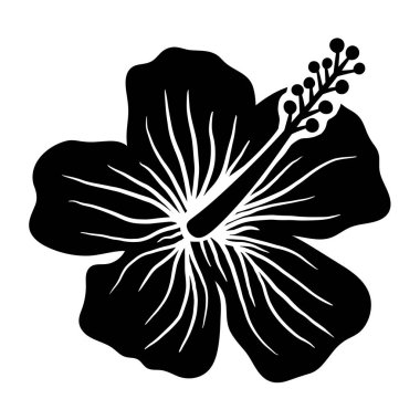 Beyaz arka planda izole edilmiş siyah ve beyaz renkli basit amfibik tropikal çiçek.