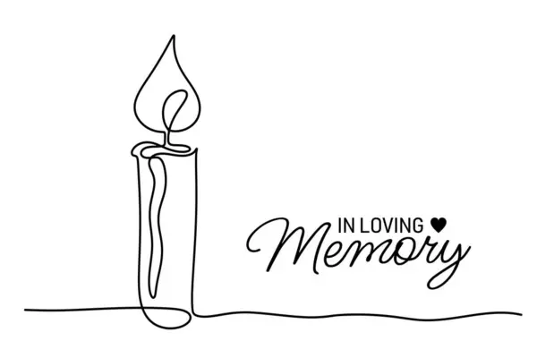 Minimalist taziye kartı ve sevgi dolu bir anıda sürekli yanan bir mum ve metin. Cenaze el yazısı, anma kartı..
