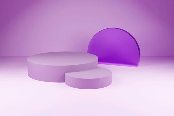 Abstrakte Minimalszene Mit Geometrischen Formen Säulenpodeste Leuchtend Violetter Farbe Mock — Stockfoto
