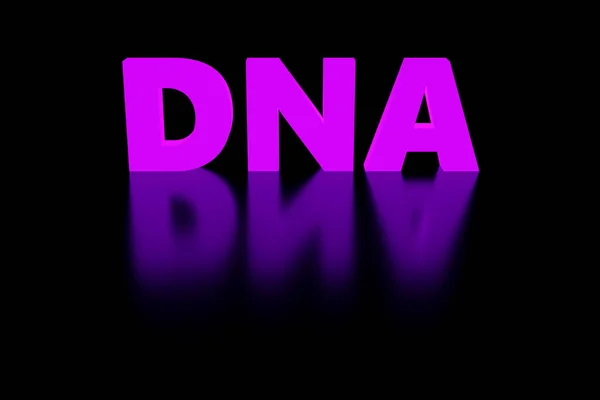 3d render Glass purple DNA symbol on black background. Simple minimalism concept, 3d illustration