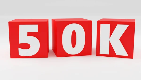 Assine 50K Online Internet Media Blog Seguidores Renderizar Ilustração Cubos — Fotografia de Stock