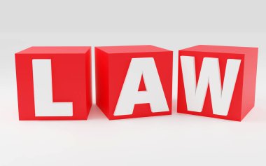 Kırmızı küpler ve ışık arkaplanı için 3D imza yasası. Basit minimalizm kavramı. Basit minimalizm konsepti, 3D illüstrasyon