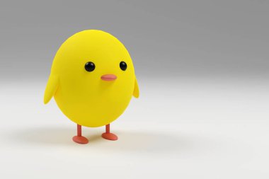 3d rendered decorative easter chicken on grey background. Suitable for wallpapers, greeting cards, posters, ads.