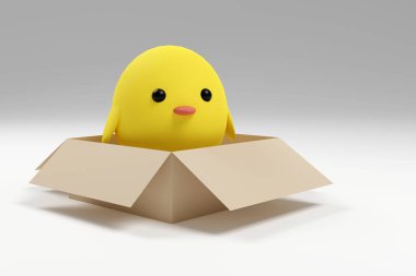 3d rendered decorative easter chicken on grey background. Suitable for wallpapers, greeting cards, posters, ads.