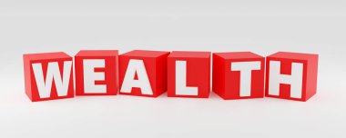 3D imzası, kırmızı küplere ve ışık arka planına zenginlik katar. Basit minimalizm kavramı. Basit minimalizm konsepti, 3D illüstrasyon