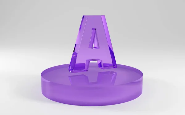3Dアルファベット グレーの背景に紫色のガラスで作られた文字の形 3Dレンダリング 手紙面白いデザインコンセプト — ストック写真