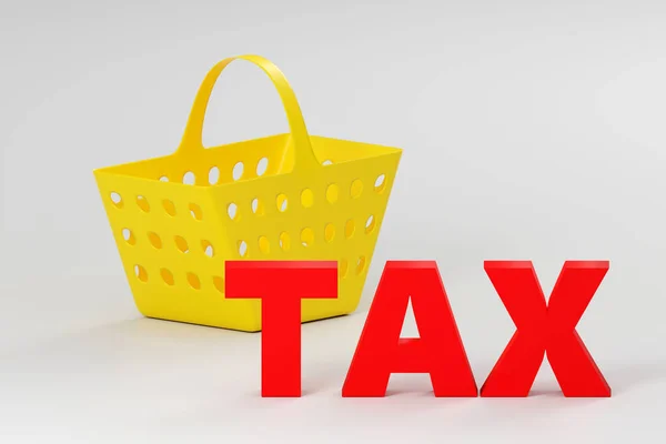 Concept Taxe Épicerie Panier Provisions Avec Texte Rouge Disant Taxe — Photo