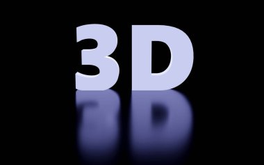 Siyah podyumda 3D parlak işaret, yumuşak ışık, ön manzara pürüzsüz arkaplan, 3D görüntüleme
