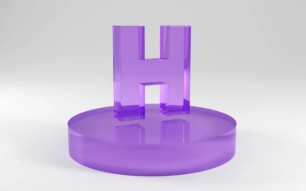 3Dアルファベット グレーの背景に紫色のガラスで作られた文字の形 3Dレンダリング 手紙H面白いデザインコンセプト — ストック写真