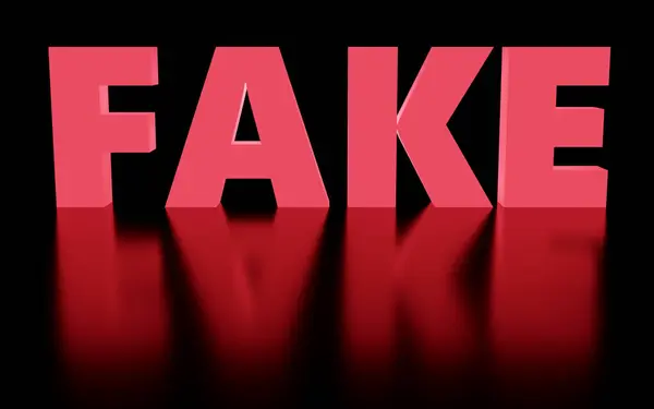 Červené Sklo Transparentní Cedule Nápisem Falešné Novinky Internetu Média Podvod — Stock fotografie