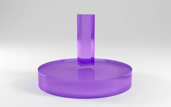 3Dアルファベット グレーの背景に紫色のガラスで作られた文字の形 3Dレンダリング 手紙I面白いデザインコンセプト — ストック写真