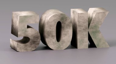 Gri kürsüye 50 bin dolarlık lüks beton yazı, yumuşak ışık, öngörünüm pürüzsüz arkaplan, 3D görüntüleme