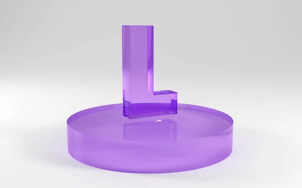 Alfabeto Forma Letras Vidrio Púrpura Sobre Fondo Gris Render Letra —  Fotos de Stock