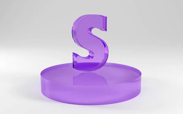 Алфавит Буквы Формы Фиолетового Стекла Сером Фоне Рендеринг Письмо Смешная — стоковое фото