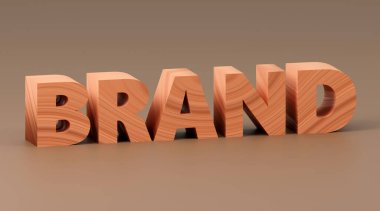 Gri podyumdaki lüks ahşap yazıt markası, yumuşak ışık, öngörünüm pürüzsüz arkaplan, 3D görüntüleme