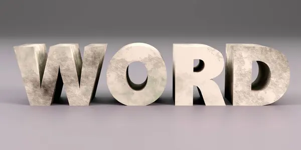 Concrete Word: A 3D Illustration of the Word Word in Stone Letters Simple 3d render