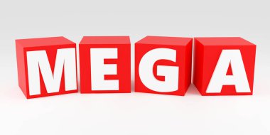 Gri podyumda lüks beton yazı mega, yumuşak ışık, ön manzara pürüzsüz arkaplan, 3D görüntüleme