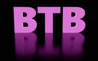 Lüks parlak mor işaret btb 3d yumuşak ışık, pürüzsüz arkaplan, 3d görüntüleme