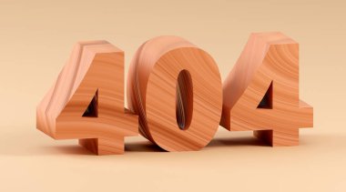 Sayfa 404 hata web sayfası konsepti tasarımı bulunamadı. Eko minimal biçim ahşap harfler. 3d resimleme