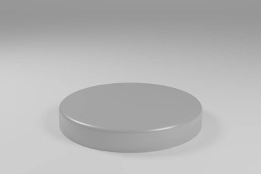 Geometrik formlarla soyut asgari sahne. Gri inci renkli podyum. Ürünleri göstermek için sahneyi düzenleyin. Vitrin, vitrin, vitrin. 3d oluşturma