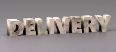 Beton ve hafif arkaplandan 3 boyutlu işaret teslimatı yapılmış. Basit minimalizm kavramı. Basit minimalizm konsepti, 3D illüstrasyon