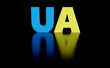 Ukrayna 'nın ulusal bayrağı, karanlıkta parlayan üç boyutlu resimleme harfleriyle yapıldı.