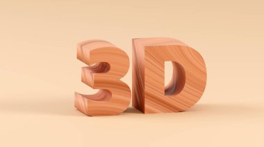 Gri kürsüde lüks ahşap tabela 3D, yumuşak ışık, ön manzara pürüzsüz arkaplan, 3D görüntüleme